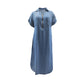 Women's V-Neck Zip-Up Denim Maxi Dress