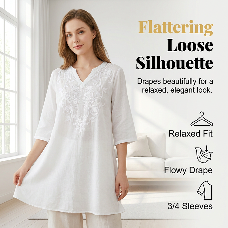 Women's Casual Loose Fit V-Neck Top