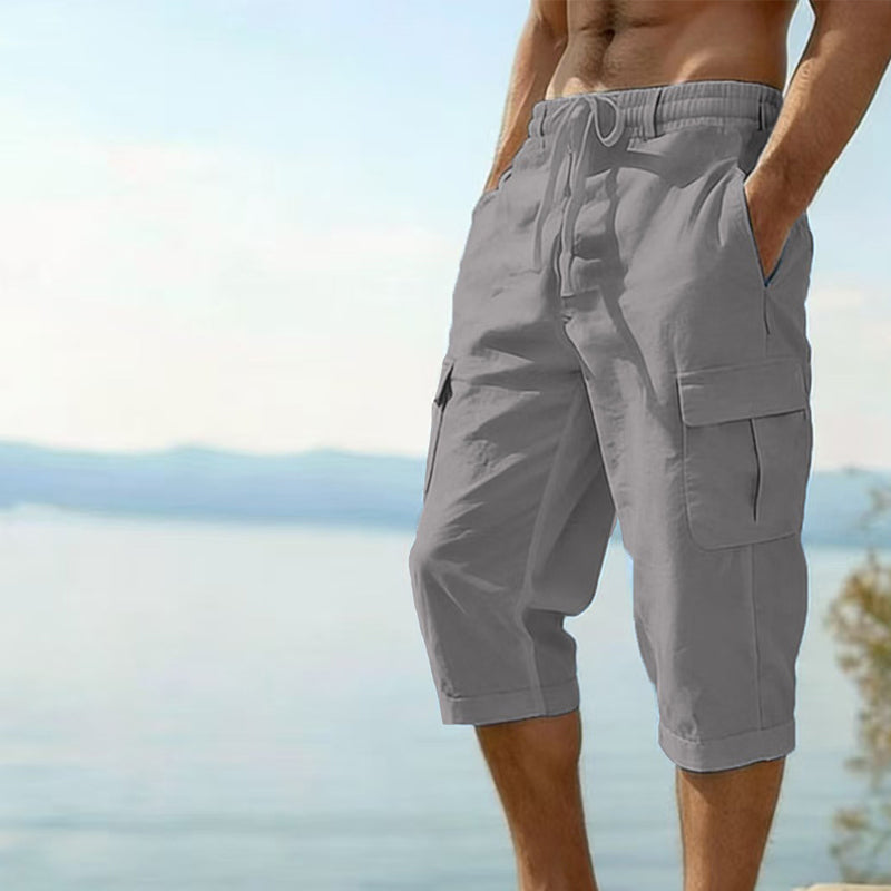 Men's Linen Blend Cargo Capri Pants