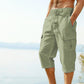 Men's Linen Blend Cargo Capri Pants