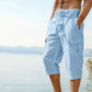 Men's Linen Blend Cargo Capri Pants