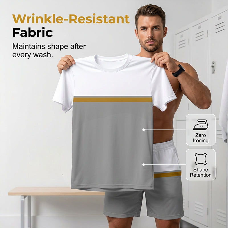 Men's Summer Color-Block Sportswear Set