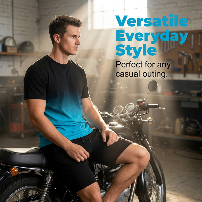 Men's Gradient Print Shirt and Shorts Set