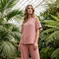 Solid Color Relaxed Fit Tunic and Trousers Outfit