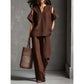 Solid Color Relaxed Fit Tunic and Trousers Outfit