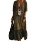 Women's Elegant Bohemian Maxi Dress | Modest V-Neck Tiered Skirt Lightweight Holiday Tunic for Mature Ladies