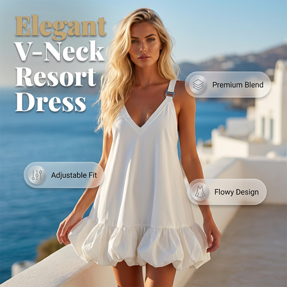 👗 LIMITED-TIME 50% OFF! 💥 V-Neck Bubble Hem Dress – Voluminous Ruffles, Adjustable Straps, Featherlight ✨