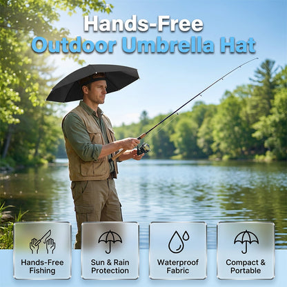 Lightweight Folding Sun Rain Headwear Umbrella Hat
