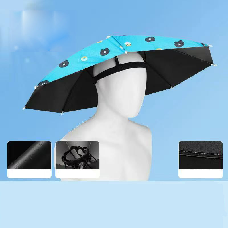 Lightweight Folding Sun Rain Headwear Umbrella Hat