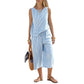 Women's Striped Wide-Leg Pants Set