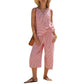 Women's Striped Wide-Leg Pants Set