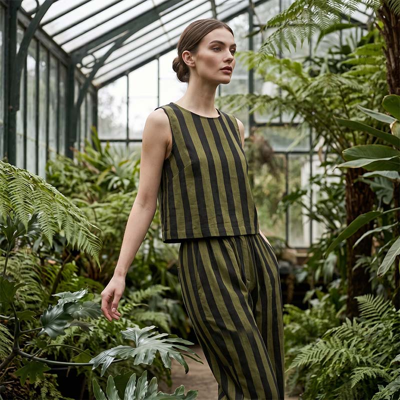 Women's Stripe Top & Pants 2-Piece Set