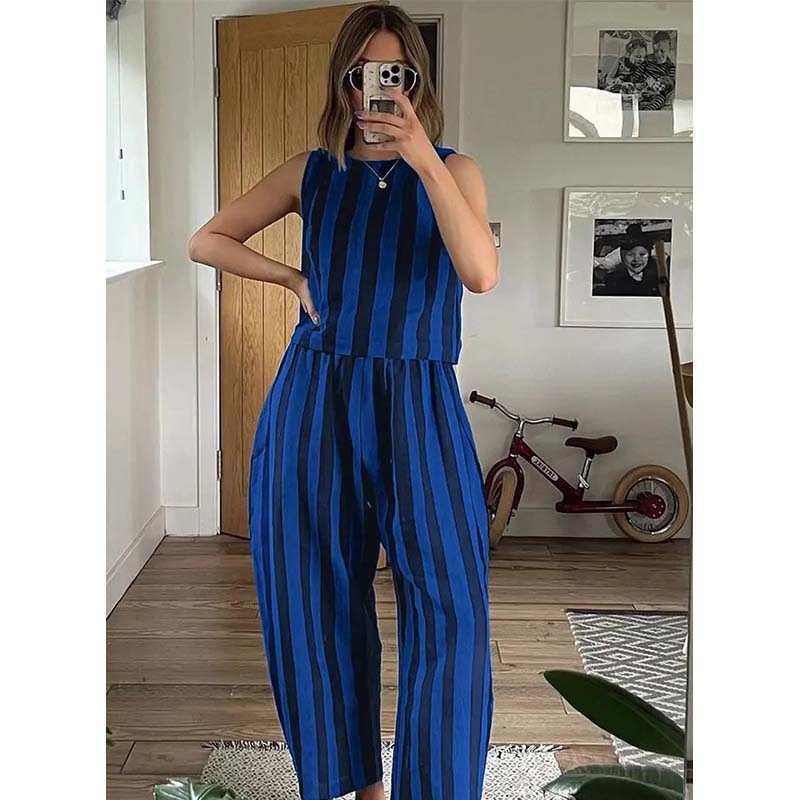 Women's Stripe Top & Pants 2-Piece Set