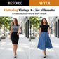 Women's Elastic High Waist Denim Midi Skirt