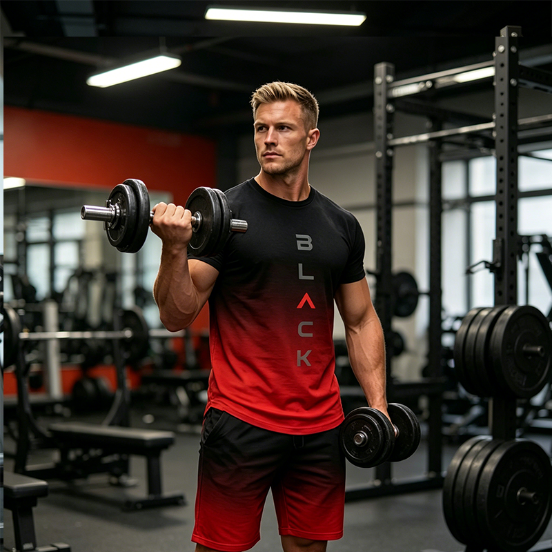 Men's Gradient T-Shirt and Shorts Set