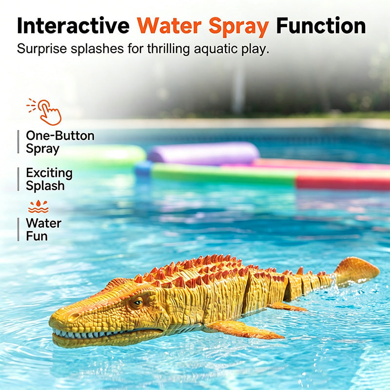 ⌛Limited-time offer-2.4G RC Mosasaurus Swimming Toy with Spray