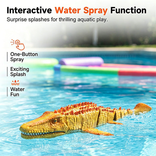 ⌛Limited-time offer-2.4G RC Mosasaurus Swimming Toy with Spray