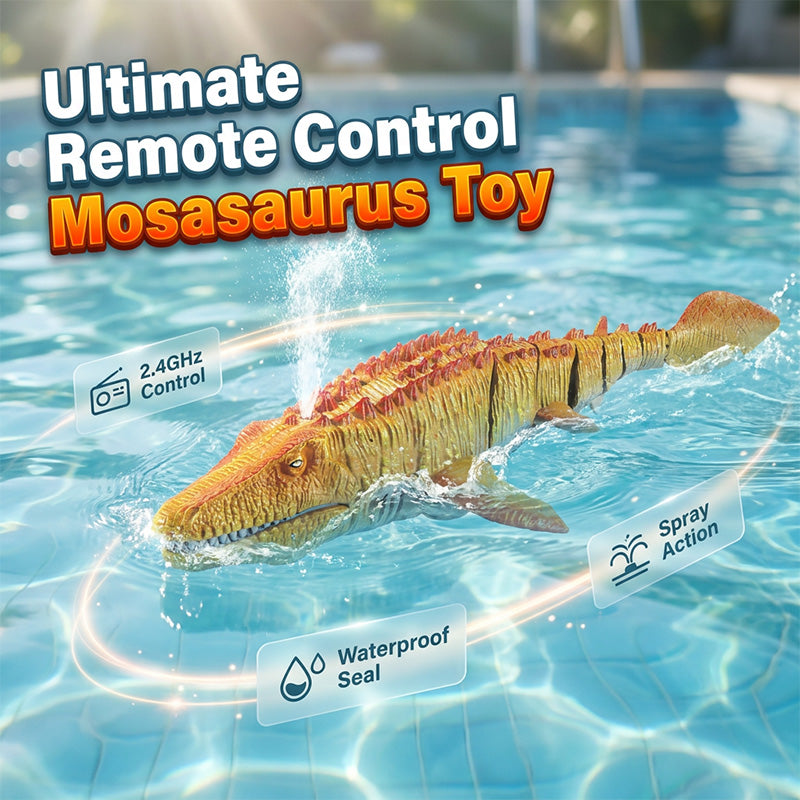 ⌛Limited-time offer-2.4G RC Mosasaurus Swimming Toy with Spray