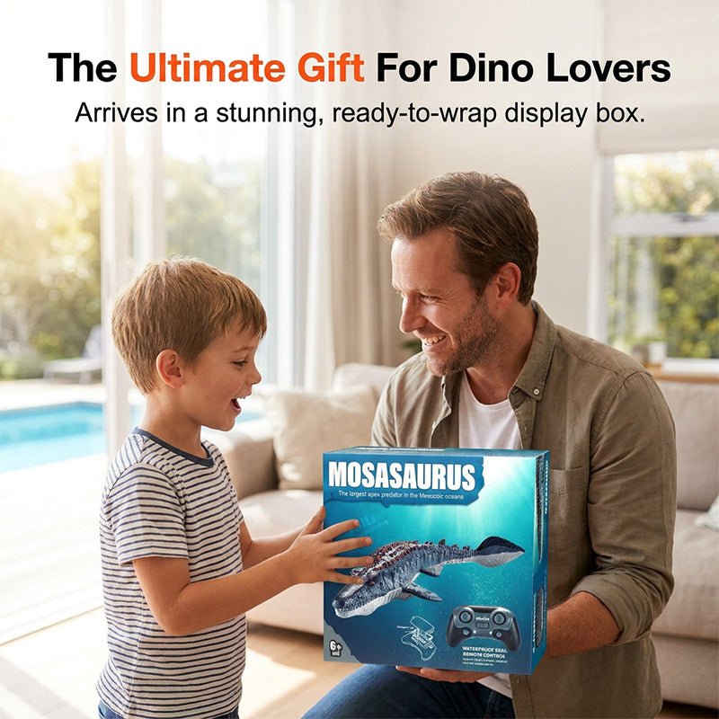 ⌛Limited-time offer-2.4G RC Mosasaurus Swimming Toy with Spray