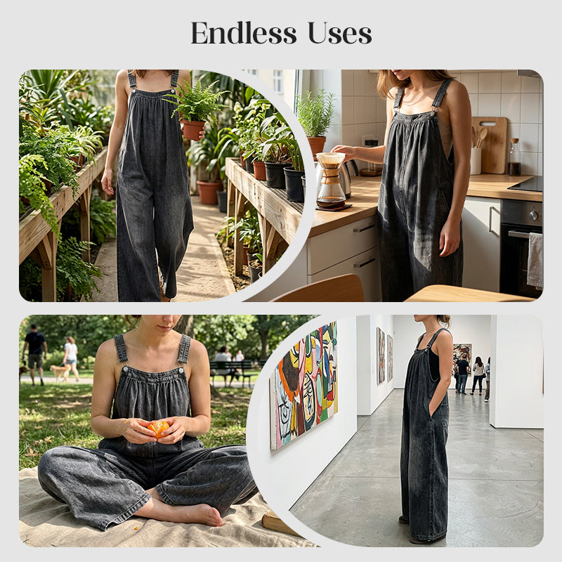 Women's Casual Wide-Leg Denim Jumpsuit