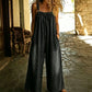 Women's Casual Wide-Leg Denim Jumpsuit