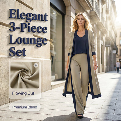 Women’s 3 Piece Outfit Contrast Color Cardigan Vest Pants Set