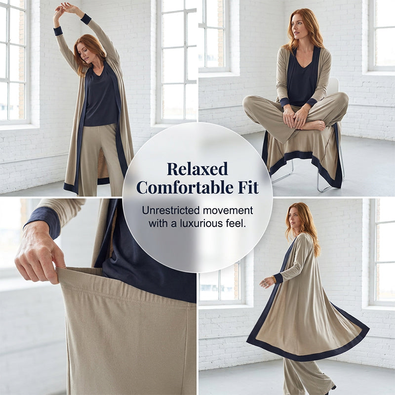 Women’s 3 Piece Outfit Contrast Color Cardigan Vest Pants Set