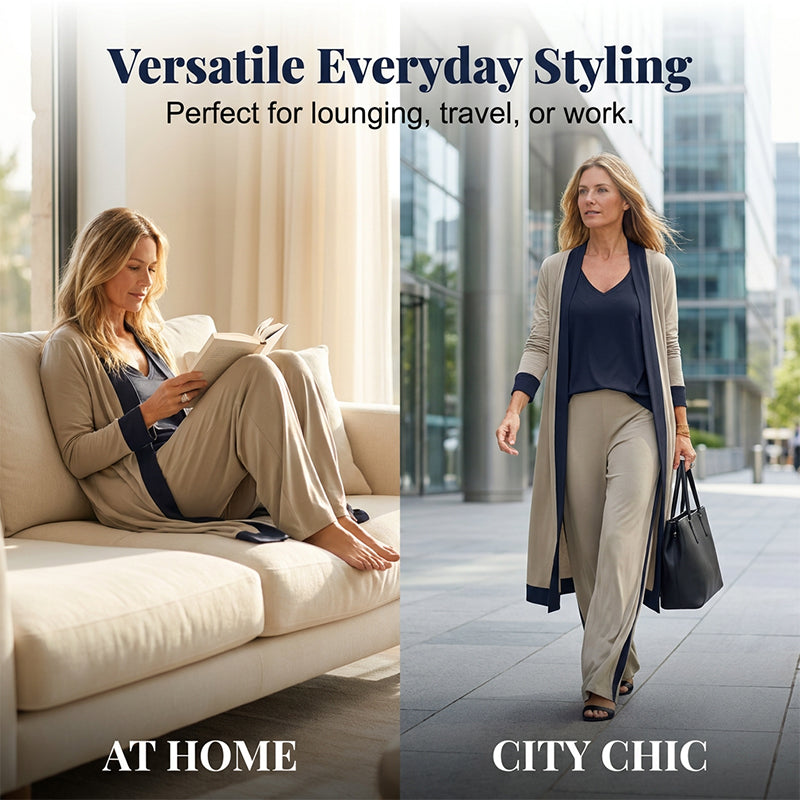 Women’s 3 Piece Outfit Contrast Color Cardigan Vest Pants Set
