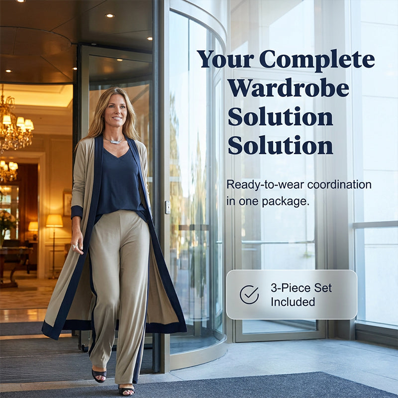 Women’s 3 Piece Outfit Contrast Color Cardigan Vest Pants Set