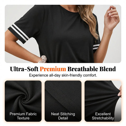 Women's Casual Two-Piece Set with Side Stripes