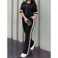 Women's Casual Two-Piece Lounge Set with Stripe Detail
