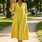 Women’s V-Neck Cotton Linen A Line Dress