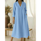 Women’s V-Neck Cotton Linen A Line Dress