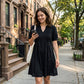 👗 LIMITED-TIME 50% OFF! 💥 Women's Elegant Puff Sleeve V-Neck Dress – Pleated Detail, A-Line, Plus Size ✨
