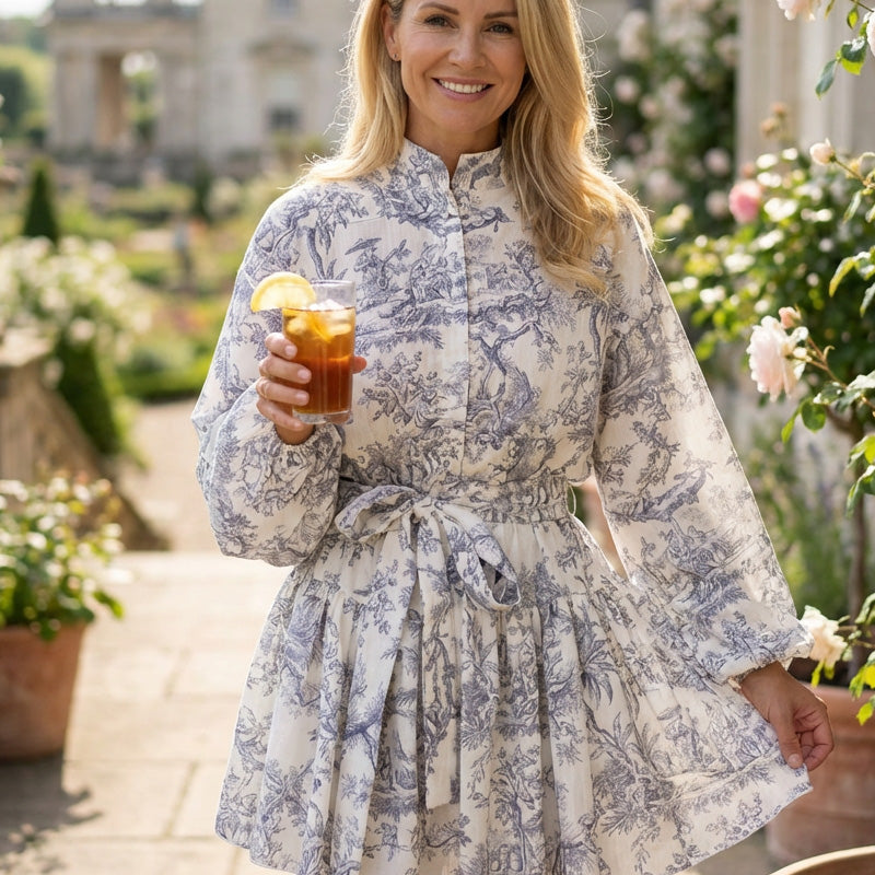 👘✨ Elegant print dress – flattering tie-waist, chic lantern sleeves! 🌟 Buy 2 get 8% off!