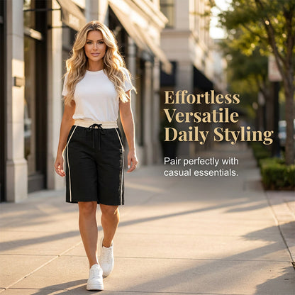 High-Waisted Color-Block Casual Shorts