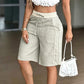 High-Waisted Color-Block Casual Shorts