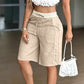 High-Waisted Color-Block Casual Shorts