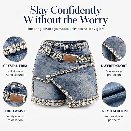 🔥New Arrivals & Best Sellers-Women's Rhinestone Layered Denim Skort