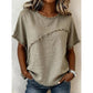 👚 LIMITED-TIME 50% OFF! 💥 Women's Summer Top with Raw Edge Paneling – Round Neck, Relaxed Fit, Edgy ✨