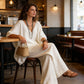 Women's V-Neck Batwing Sleeve Top & Wide-Leg Pants Set