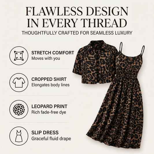 Women's Leopard Print Two-Piece Dress Set
