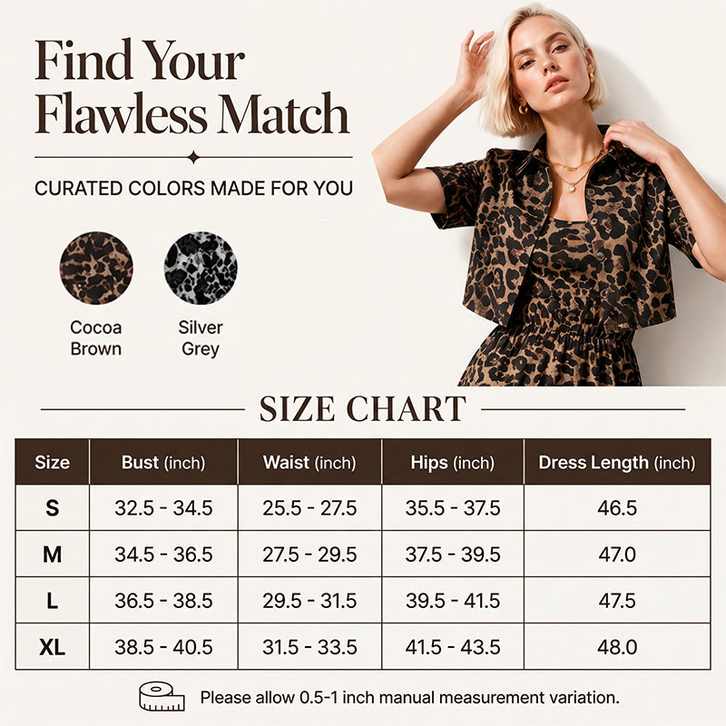 Women's Leopard Print Two-Piece Dress Set