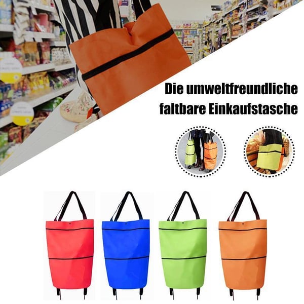 🔥Limited Offer ￡8.99!!⚡50K+ SOLD!🛍️2-in-1 Convertible shopping tote – hides wheels, holds 20kg, expands with zipper!