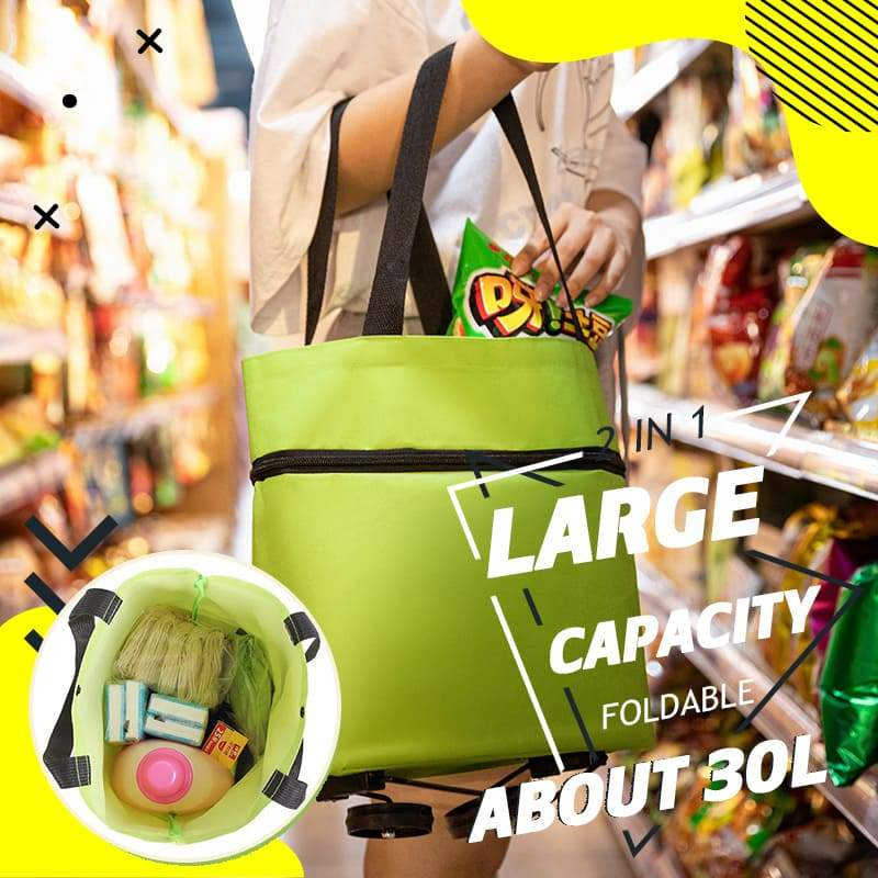 🔥Limited Offer ￡8.99!!⚡50K+ SOLD!🛍️2-in-1 Convertible shopping tote – hides wheels, holds 20kg, expands with zipper!