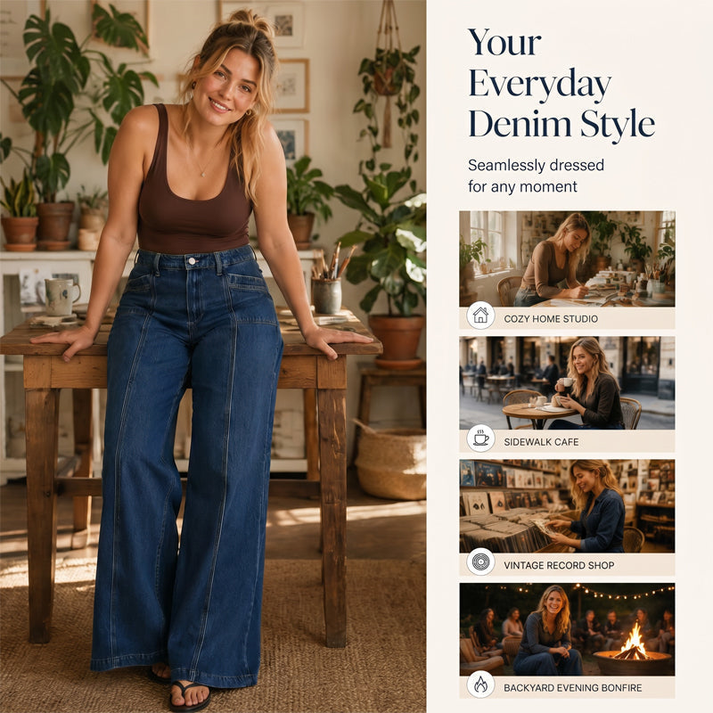 👖Women's High-Waisted Wide-Leg Jeans– Flattering Vintage Fit Denim ✨