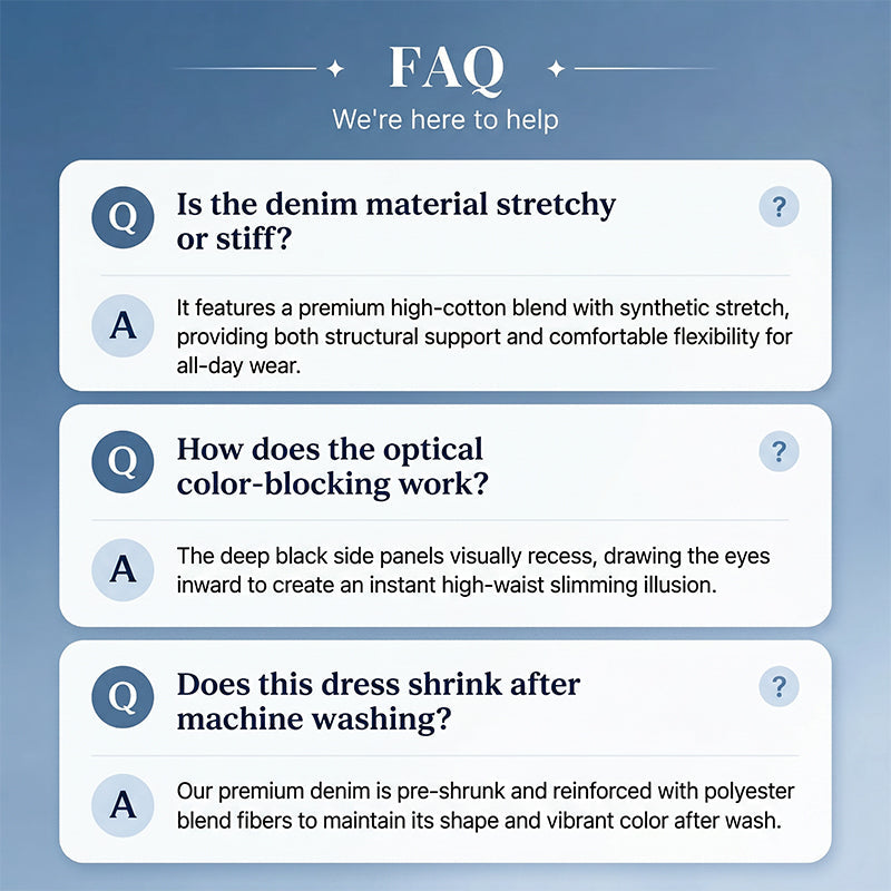 ⌛Limited-time offer-Denim Dress Slimming Contrast Color Midi Dress