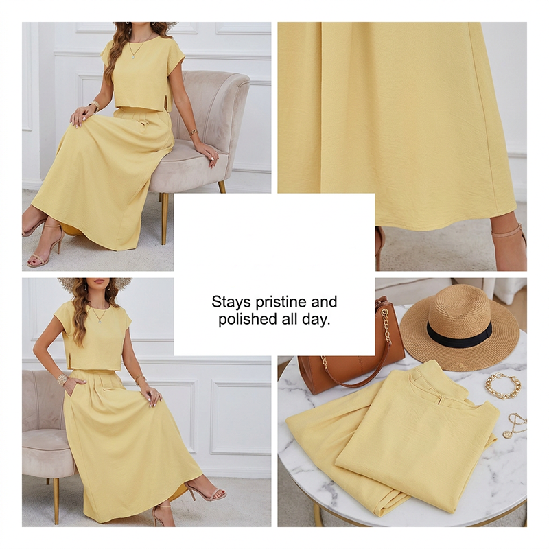 ⌛Limited-time offer-Women's Casual Solid Color Top and Skirt Set