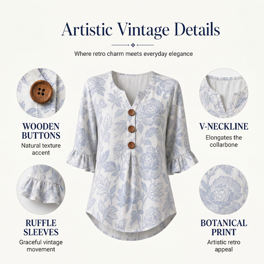 ⌛Limited-time offer-Women's Summer Floral Top with Ruffle Sleeve