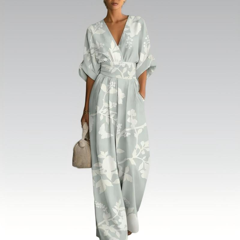 ⌛Limited-time offer-Women's Elegant V-Neck Printed Jumpsuit